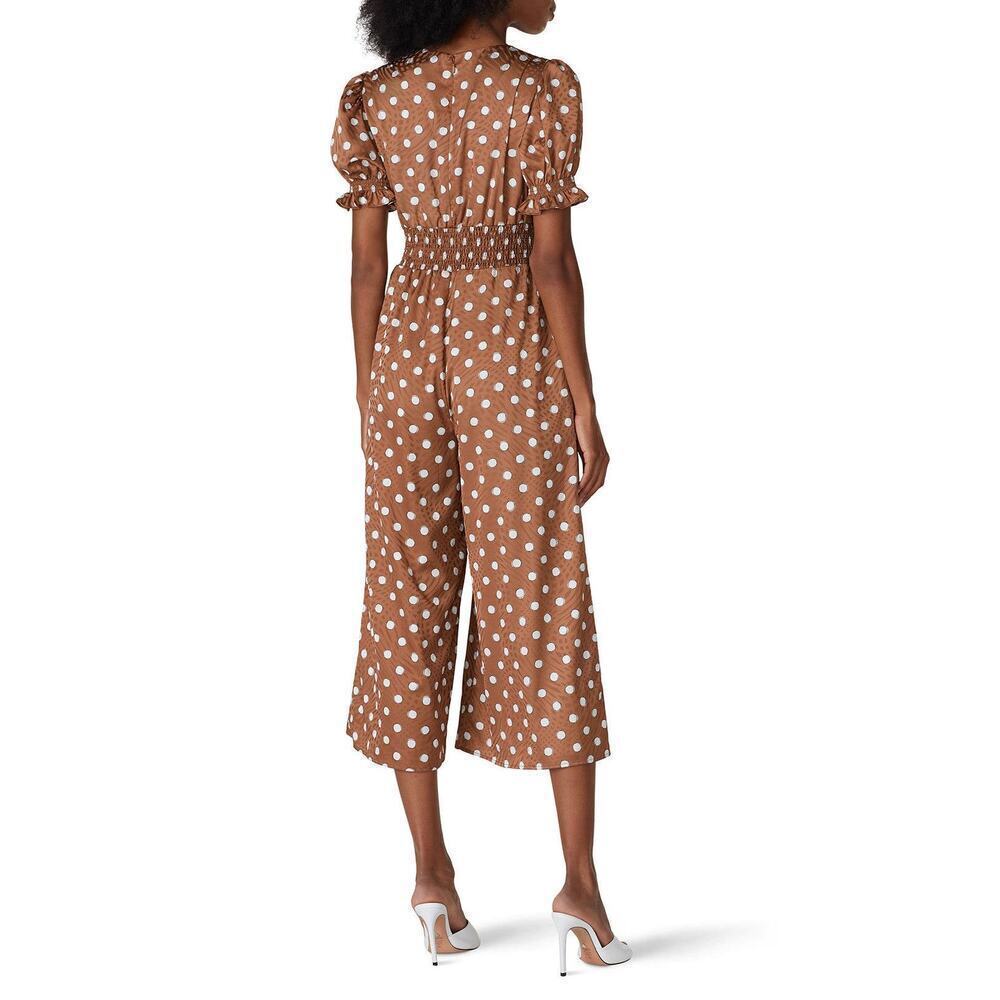 Slate and Willow Jumpsuit Sketched Polka Dot Brown White Size 2 - Picture 5 of 15